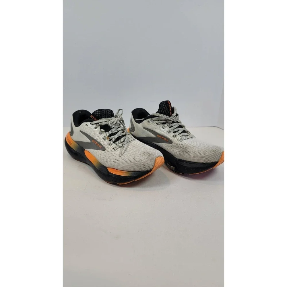 Brooks Glycerin 21 Mens Sz 10 Ecru Orange Black Mesh Athletic Running Sneakers